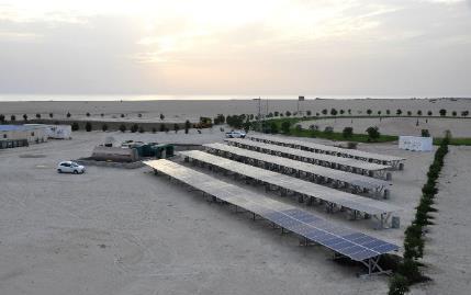 2 MVA solar-diesel hybrid plant for a 8,000 man labor camp on Sir Bani Yas Island, Abu