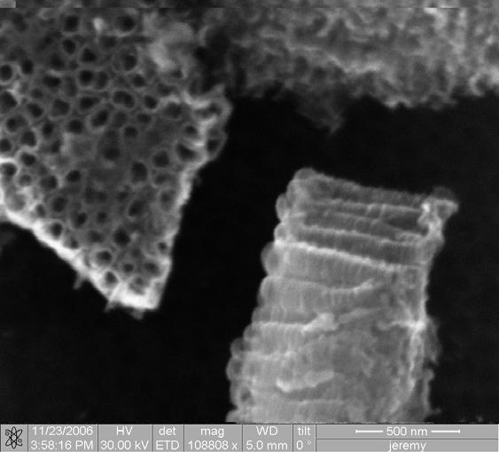 SEM of nanotubes mechanically cracked from