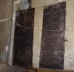 Photograph A shown resin application over concrete surface; photograph B