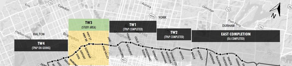 E. EXECUTIVE SUMMARY E.1. Background E.1.1. 407 Transitway Background and Status The complete planned 407 Transitway is a 150-kilometre high-speed public transit facility on a separate right-of-way.