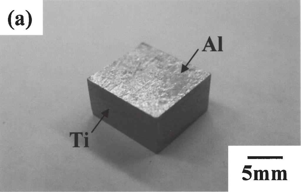 3) The bonding of the Al foil to the Ti plate was momentarily achieved and, simultaneously, the supporting plate separated from the Al foil.