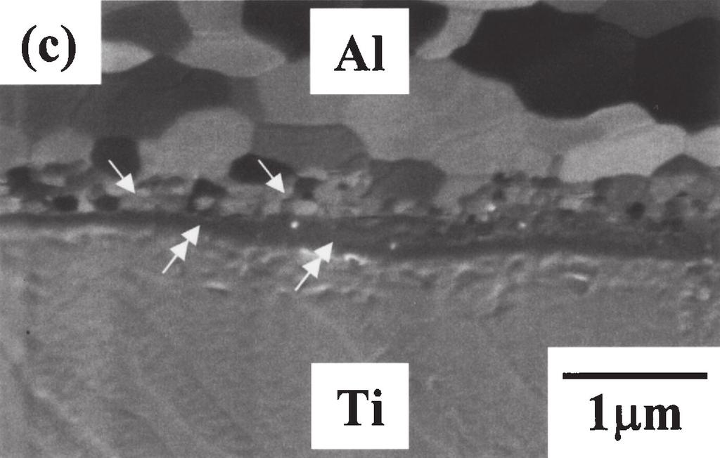 Figure 1(b) shows the stacking sequence of a diffusion-bonded specimen. The Al sheet with a thickness of 800 mm was located between two Ti cubes, which were 5 mm on a side.