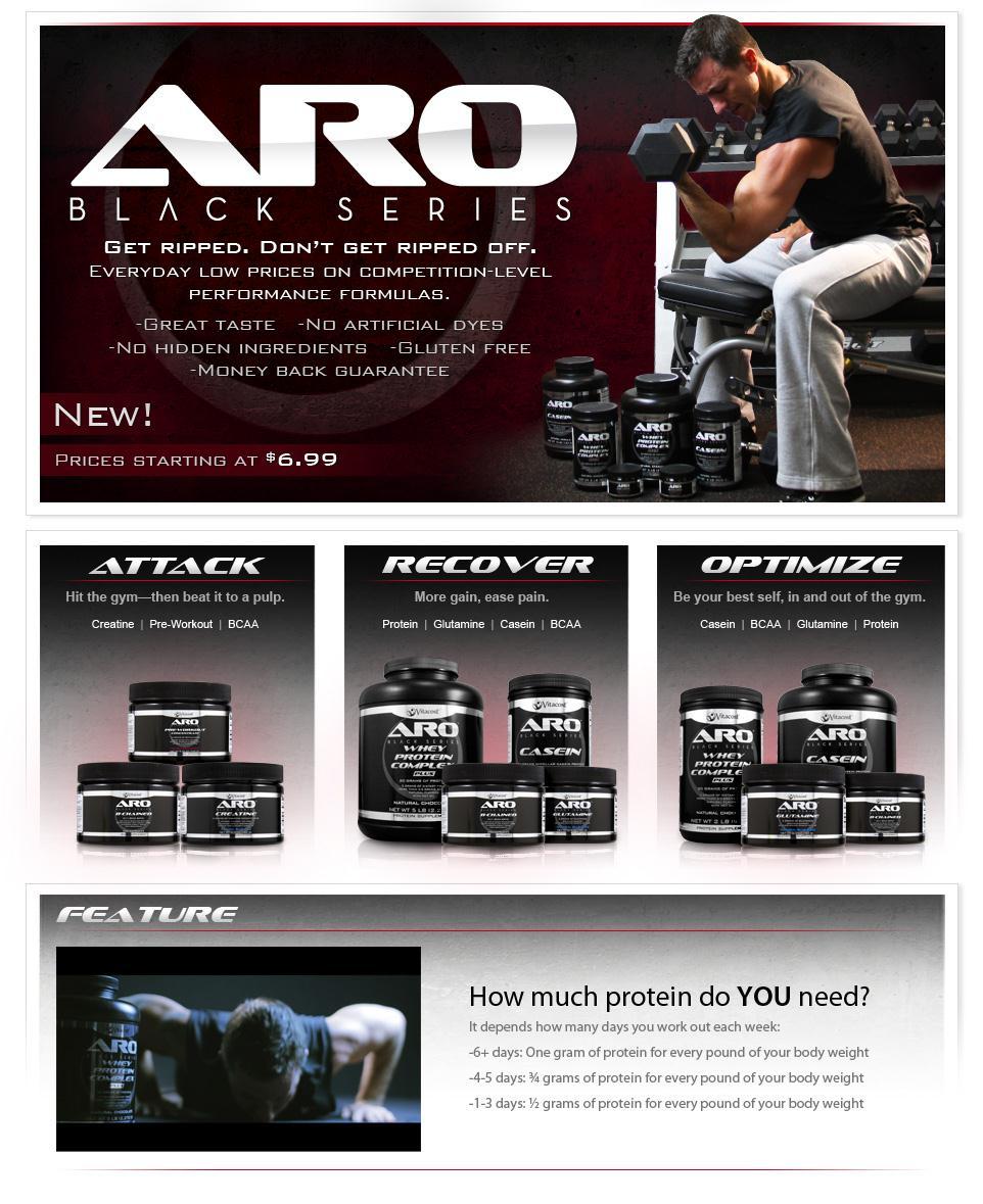 Proprietary Products ARO Launch Launched New ARO: Black Series in May ARO: Attack, Recover, and Optimize Proprietary Sports Nutrition Line of Pre-workout Formulas, Protein