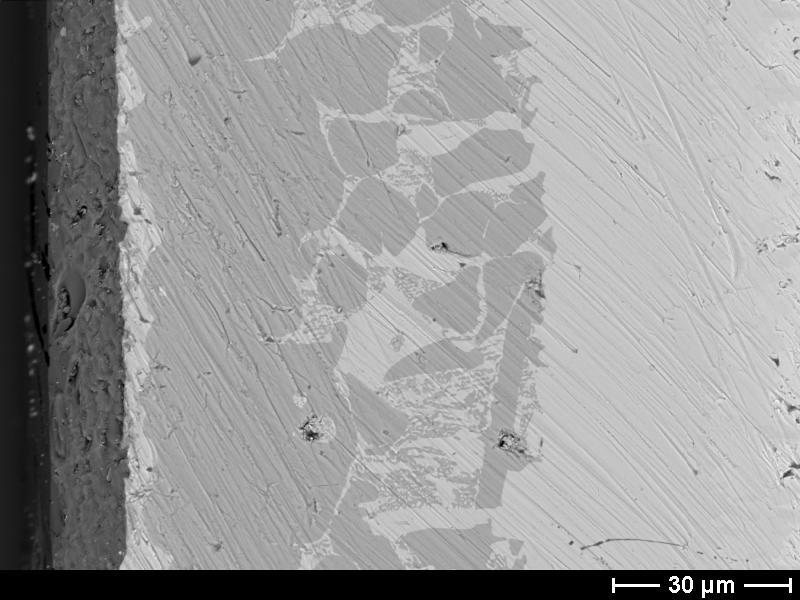 BSE Cross-Sectional Image After Exposure SiO 2 MoSi 2 Mo 5 Si 3 A cross-sectional image after the exposure shows the MoSiB coating structure.