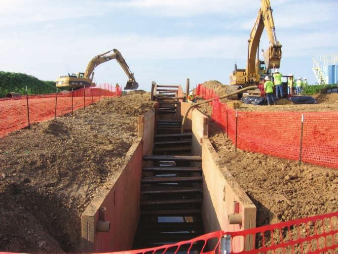 HDD Mitigation - Excavation Where hole stability is a concern at shallow depths near the entry and exit points, the unstable overburden soils can be excavated down to the drill profile.