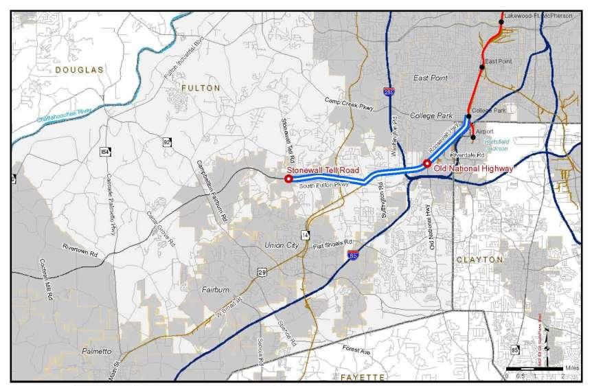 Figure 7-1: Potential Phase I Alignment Initial Express Bus SOUTH FULTON