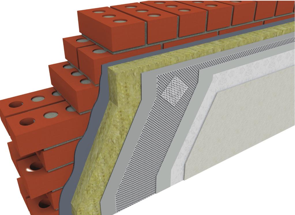 Figure 1 Envirowall 30- and 60-years durability primer fixing finish masonry substrate reinforcement mesh supplementary adhesive insulation basecoat 30-year durability mechanically fixed through