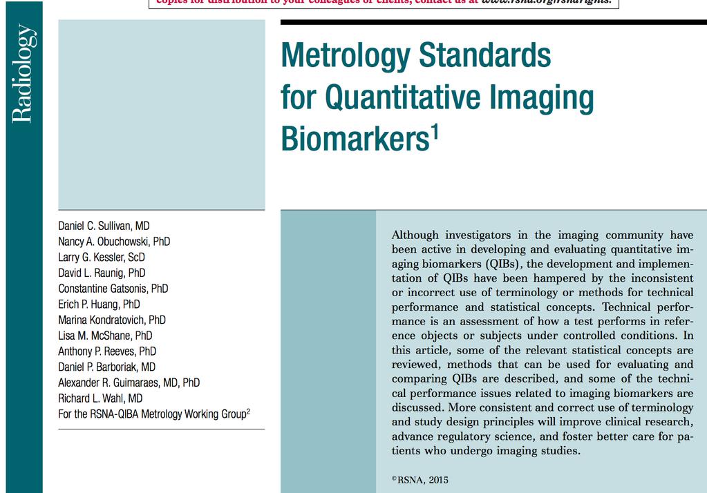 Metrology Standards for Quantitative Imaging