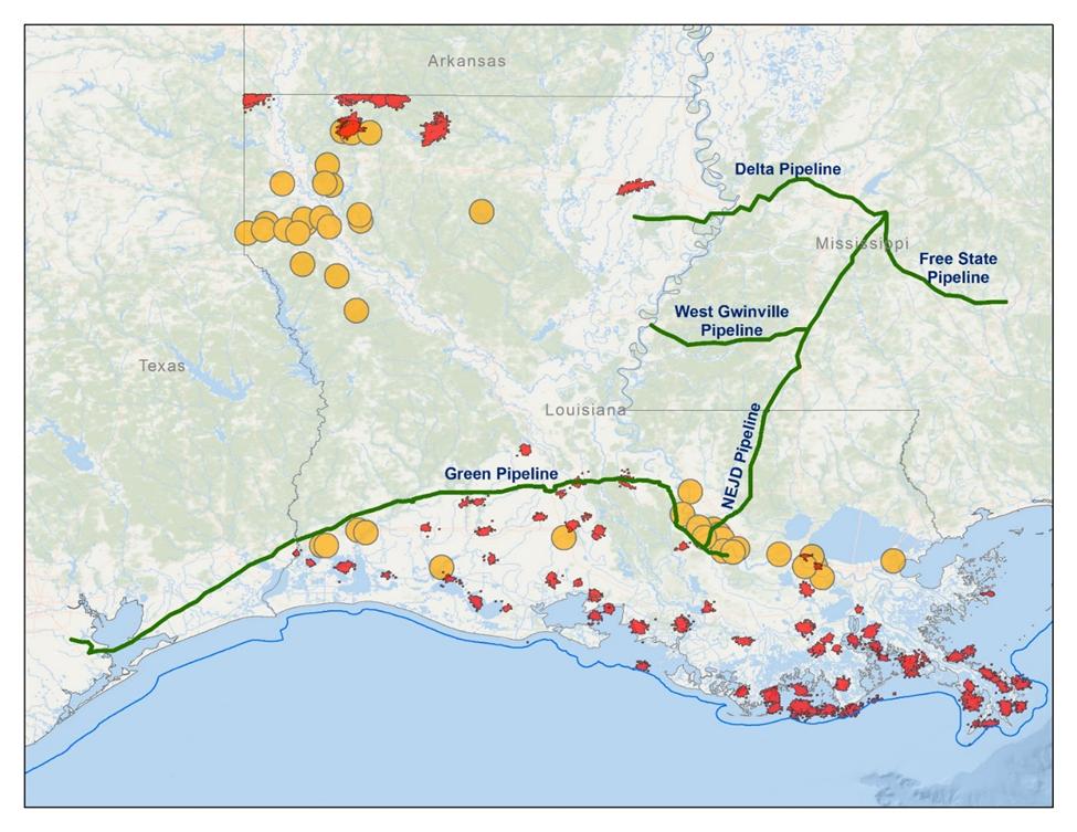 Louisiana CO2- EOR Opportunities Potential high quality industrial sources in Louisiana (natural gas processing, ammonia, hydrogen