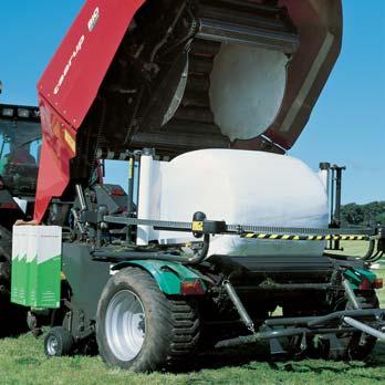 Bale wrapping is even possible on hill slopes because the bale is held firmly in position relative to the wrapping ring.