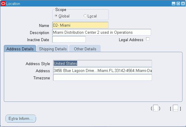 For more information on defining locations, see the Setting Up chapter in the Oracle Inventory User's Guide. Use this procedure to set up location options: To Set Up Location Options: 1.