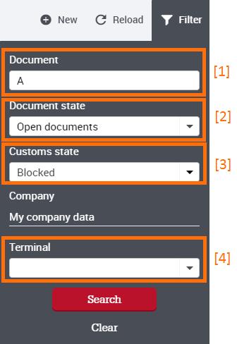 You can filter the list on: DOCUMENT NUMBER[1]: enter the first few characters of the document number you are looking for DOCUMENT STATUS[2]: select between OPEN, CLOSED, CANCELLED or ALL DOCUMENTS.