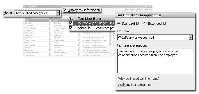 Track your tax-deductible expenses Quicken can link categories to specific lines on a tax form. (Categories are discussed in detail in Assign categories on page 13.