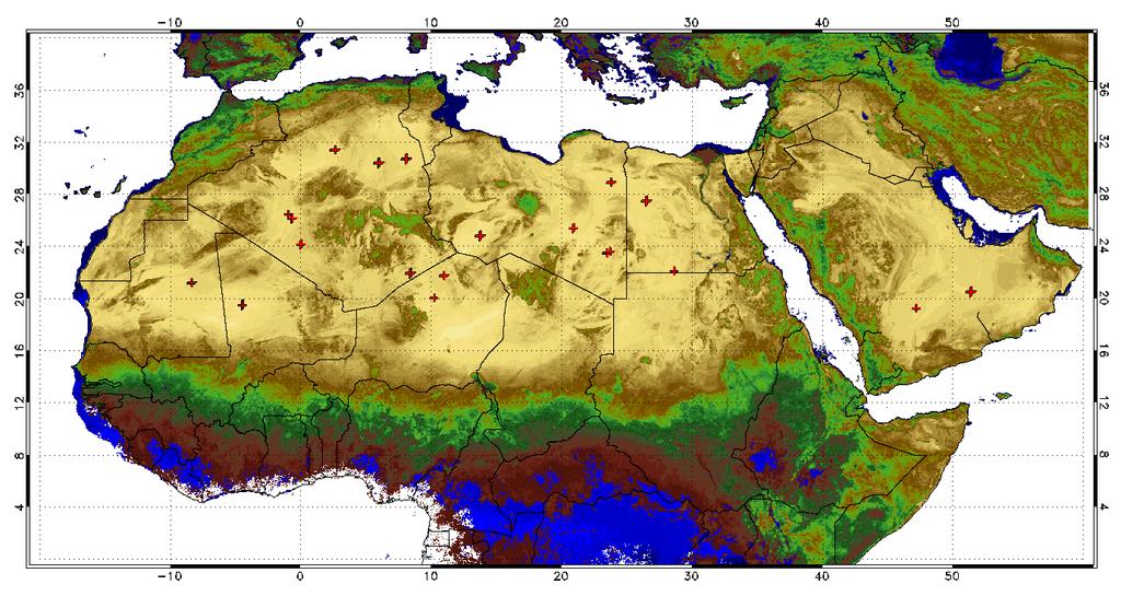 Desert target temporal stability and spatial homogeneity Temporal average of the BRDF product derived from MODIS