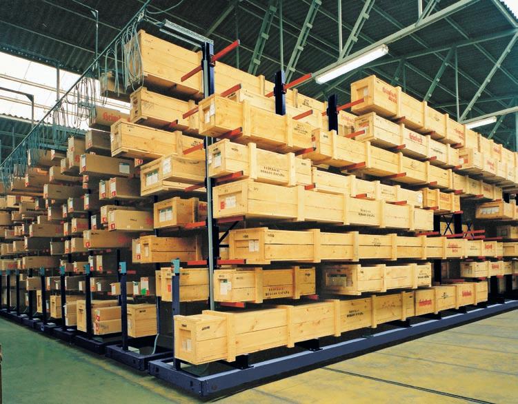 Warehouse with cantilever shelves - For sheets, reels, and large or