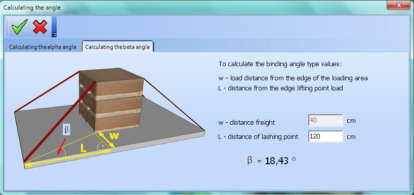 to the input form. After calculating the binding angle β for diagonal binding is necessary to enter the desired value.