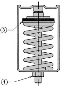achieving the operation load at the stationary handling, the hexagon screw [1] of the spring insulator should be mounted on the towards-mounted element (e.g. threaded coupling) and used as a counter nut 5.