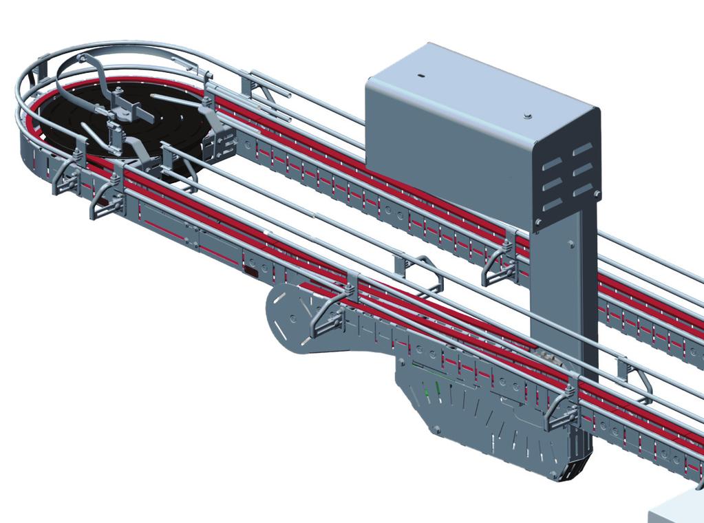 vertical for improved flush ability. Access section, chain Adjustable between 20 and 120 mm on 70 mm conveyor.