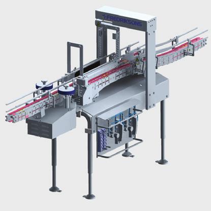 Suitable for filling and packaging lines Lightweight, space-saving system Elevator Conveyor Unit A flexible, stainless steel elevator for Fredriksons Conveyor System 114 that uses limited floor