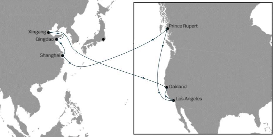 Projections of PNW vessel services for 00 Asia eastbound trade lane Prince Rupert/California deployments Maersk and MSC currently operate one Asia California service via Prince Rupert, TP-8, using a