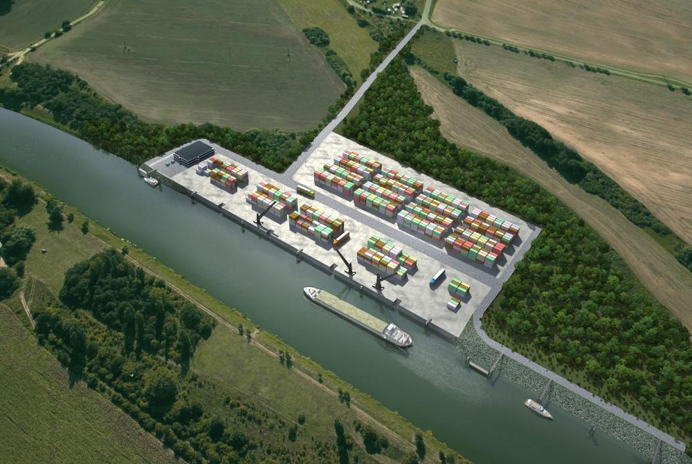 Public port Pardubice Scope of the project: port quay length of 480 m for 4 transshipment positions service center waiting berths construction of a port terminal