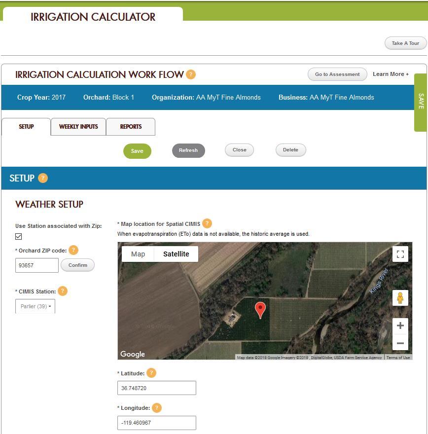 Irrigation Calculator Navigation Overview and SETUP details Overview