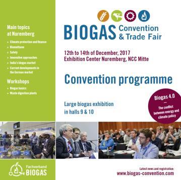 Thanks for attention 12.-14.12.2017 BIOGAS Convention & Trade Fair in Nuremberg Biogas Basics!