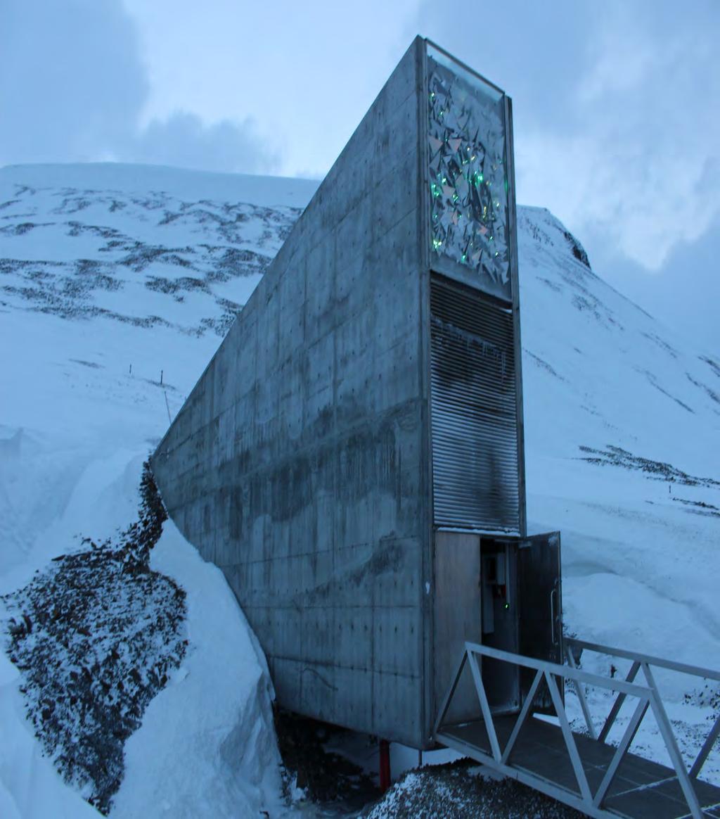 The Structure - SGSV Storage halls embedded in solid rock (120m into the mountainside) 130 m above sea (above worst case climate change scenario for sea level rise) Temperature