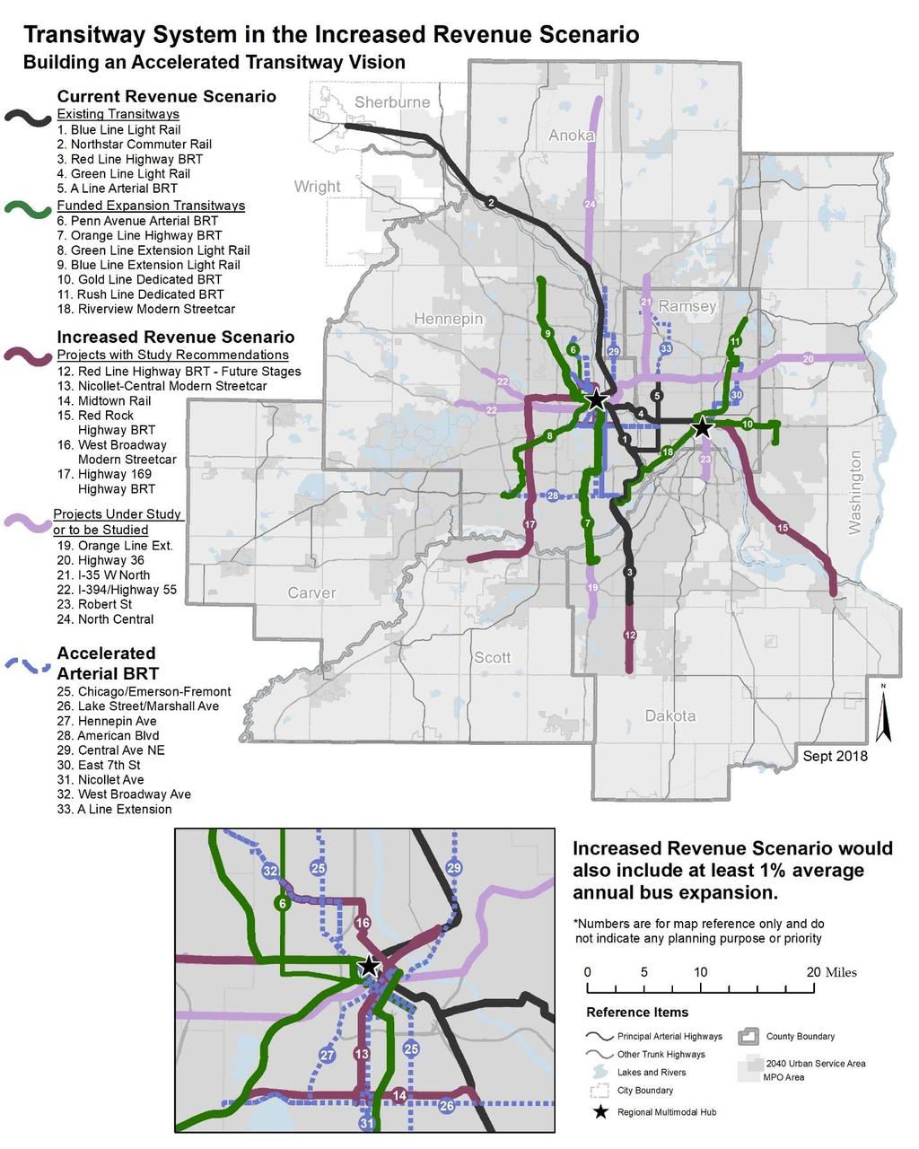 Revised Figure 6-9: Map of Transitway System in an Increased Revenue Scenario Building an Accelerated Transitway