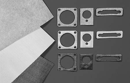 METAL IMPREGNATED MATERIALS METAL IMPREGNATED MATERIALS DIE-CUT GASKET Oriented wire can be supplied as a die-cut gasket in various configurations. Gasket sizes are available up to 9 in.