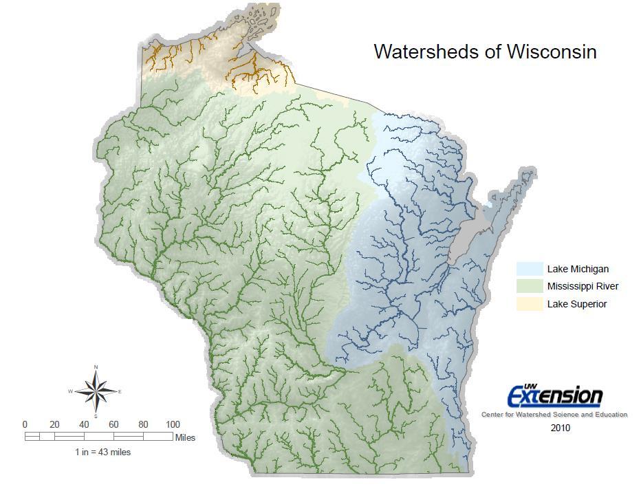 Wisconsin has 3 major basins Lake Superior Basin Basins