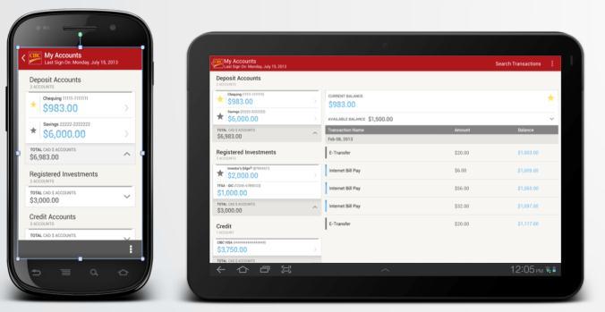 Some Samples CIBC Android Phone/Tablet Canada s first native Android