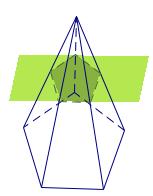 The plane is parallel to the base of the square pyramid. What is the shape of the crosssection? A) rectangle. B) rhombus. C) square. D) triangle.