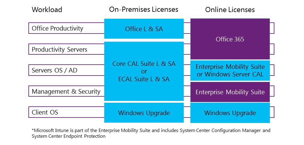 Transitioning from on-premises to online services The Microsoft Enterprise Agreement (EA) facilitates customers moving to the cloud by allowing them to convert existing licenses (with current
