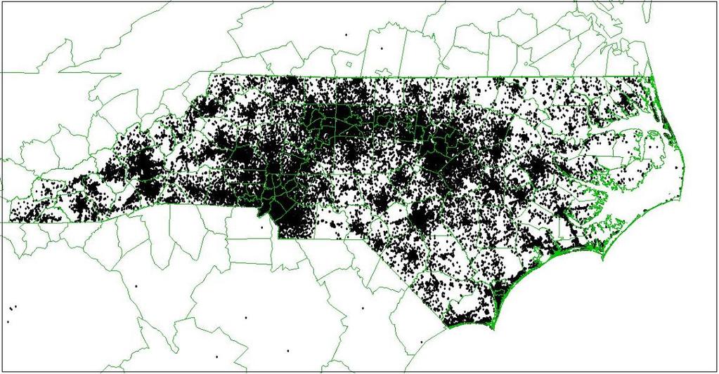 14Figure 3.9: Plot of Employer Locations in North Carolina There are some issues regarding the approach adopted to generate the missing truck trips.