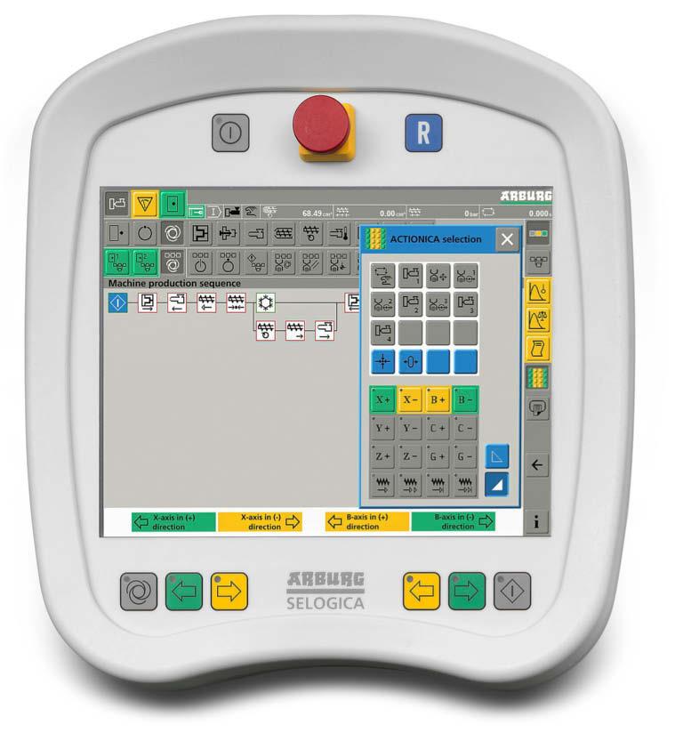 Freely programmable: the SELOGICA control system User-friendly: simultaneous monitoring of robot and machine sequence.