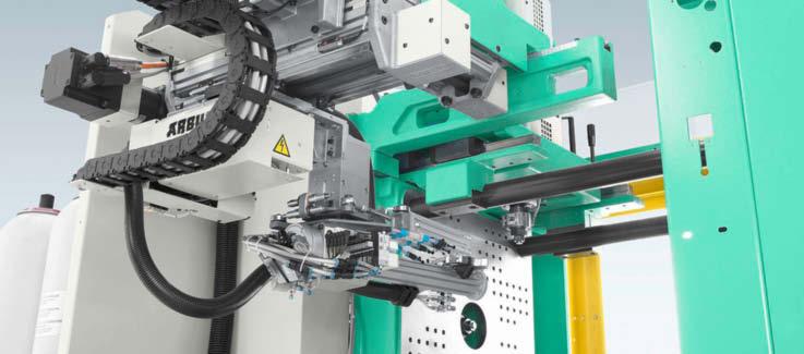 The MULTILIFT H is ideally suited to clean room applications, vertical injection into the parting line as in multi-component injection moulding and for mounting vertically operating peripherals on