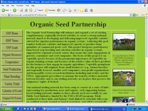 organic systems (seed production as well as
