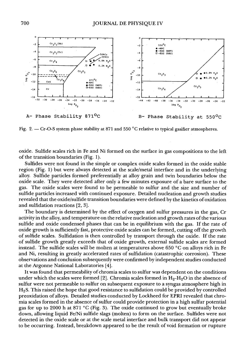 JOURNAL DE PHYSIQUE IV r,,,.,,, I, -ESG (WET) 0 -ESG (DRY) A- Phase Stability 871 c B- Phase Stability at 5 5 0 ~ ~ Fig. 2.