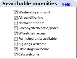 Details -9- Searchable Amenities Check the boxes beside the searchable amenities that your property offers. These are some common amenities that renters look for in a rental.
