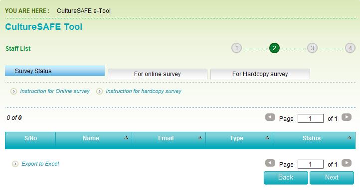 2.2 CultureSAFE e-tool Perception-based Survey, Step 2 Create Staff List, Perform Survey Survey status will give a