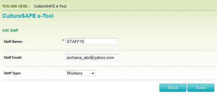 Figure 17: Edit Staff Info Click on Send selected forms to selected
