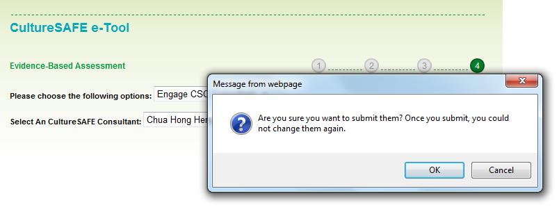 After clicking Submit, System prompts submission confirmation window. Click Ok to submit. Click Cancel to abort submission as shown in Figure 46.