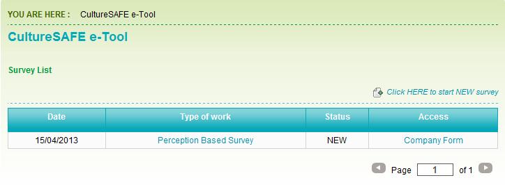 Click on Perception-based Survey or Company Form as shown in Figure 6