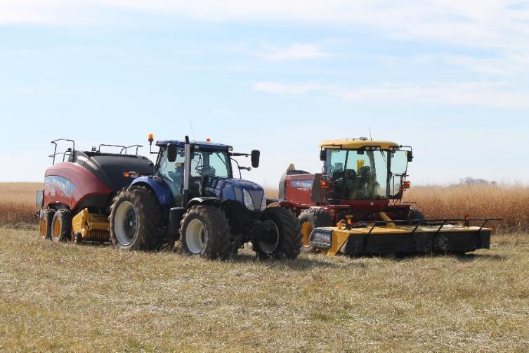 self-propelled swather and 340 Big Baler produced 1,150