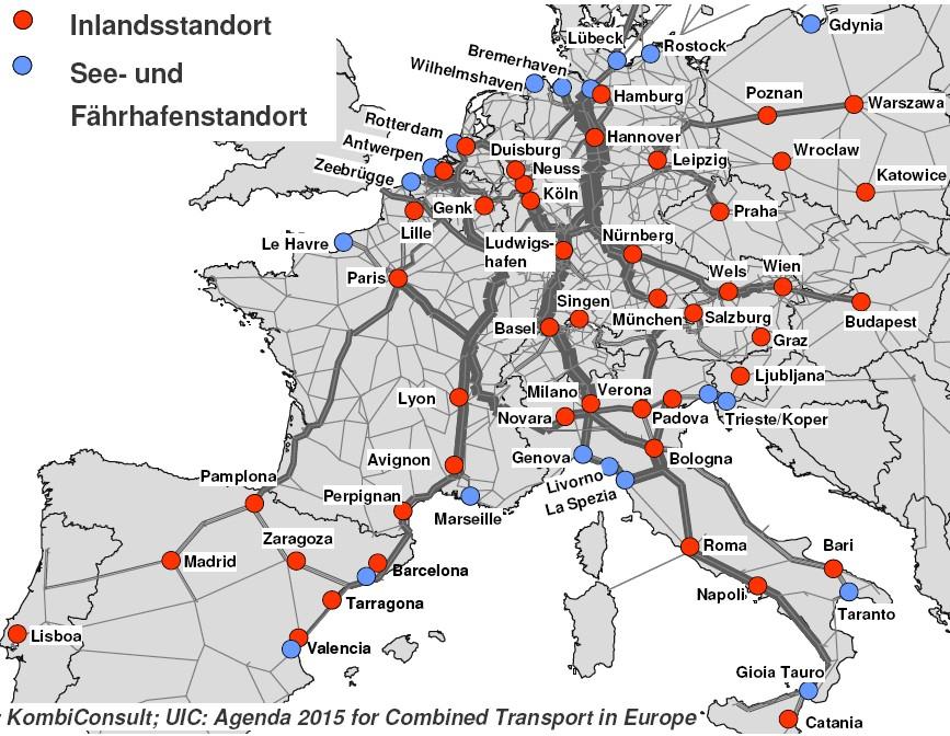 2. Volumes and Volume Balance European Intermodal Network Dominant role of volumes in North/South direction Almost no rail activities of south European ports on rail Except of the