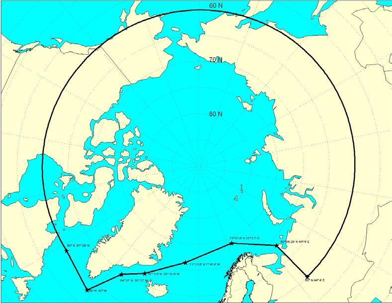 Geographical demarcation of the Arctic water in