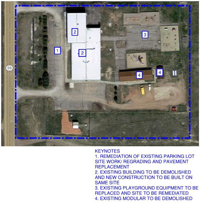 Option Five New Construction on Existing Site Configuration Diagram: New Building Construction 13,680 Square Footage Building Demolition Main building and modular building to be demolished