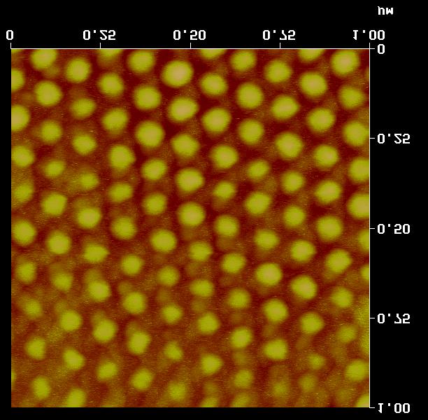 Nanoholes in Al Oxide Bottom Topography of