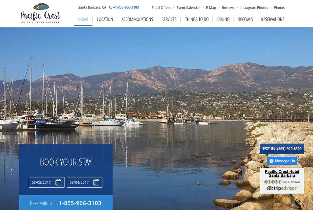 Enable reach for your hotels through every channel Pacific Crest Santa Barbara In a competitive region, the team at Pacific Crest Santa Barbara wanted